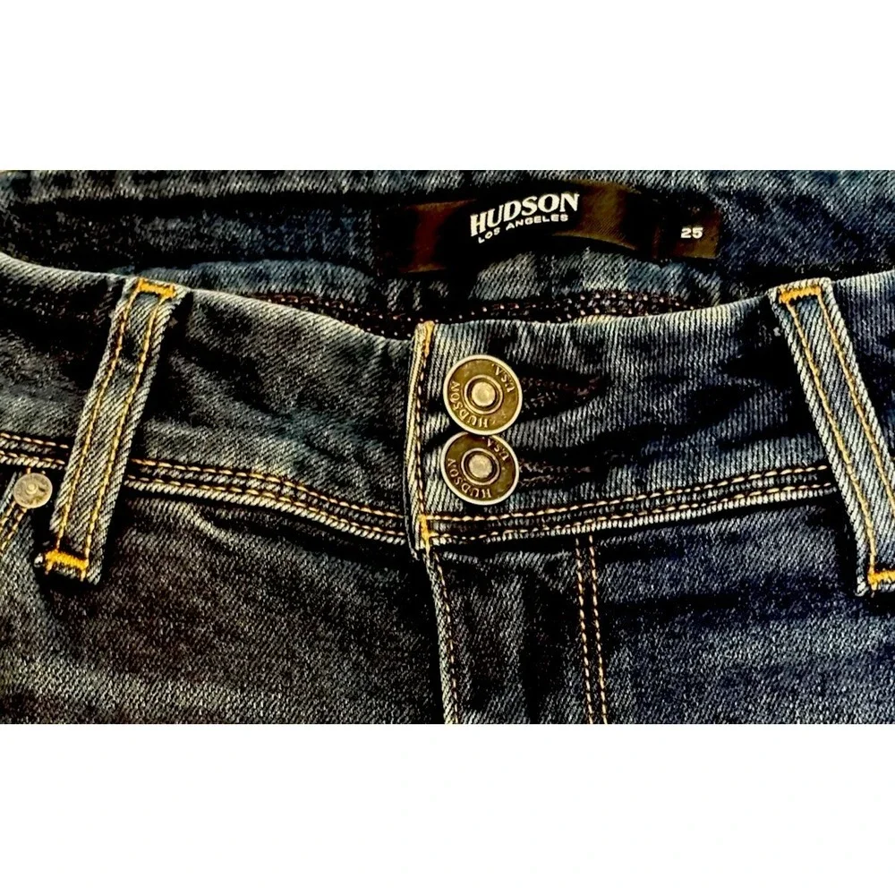 Hudson Jeans‎ Women 25 Dark Wash Collin Skinny Stretch Denim Low Rise Raw Hem - Picture 5 of 14